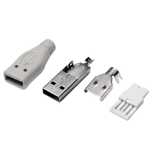 Logilink USB 2.0 Steckverbinder für Einzelmontage, USB-A/M, lötbar, grau