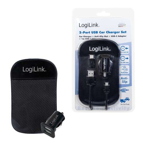Logilink USB Kfz Netzteil, 2x USB-Port, 10.5W + Antirutschm.