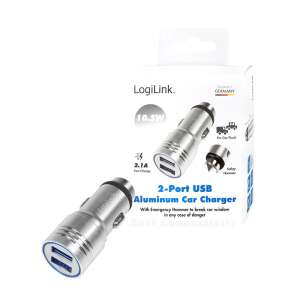 Logilink USB autós töltő beépített vészkalapáccsal, 10,5W