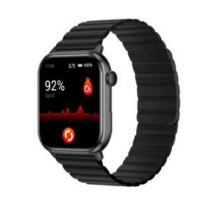 Imilab W02 Smartwatch, black, with black magnetic strap, showing heart rate and blood oxygen level - Smart device