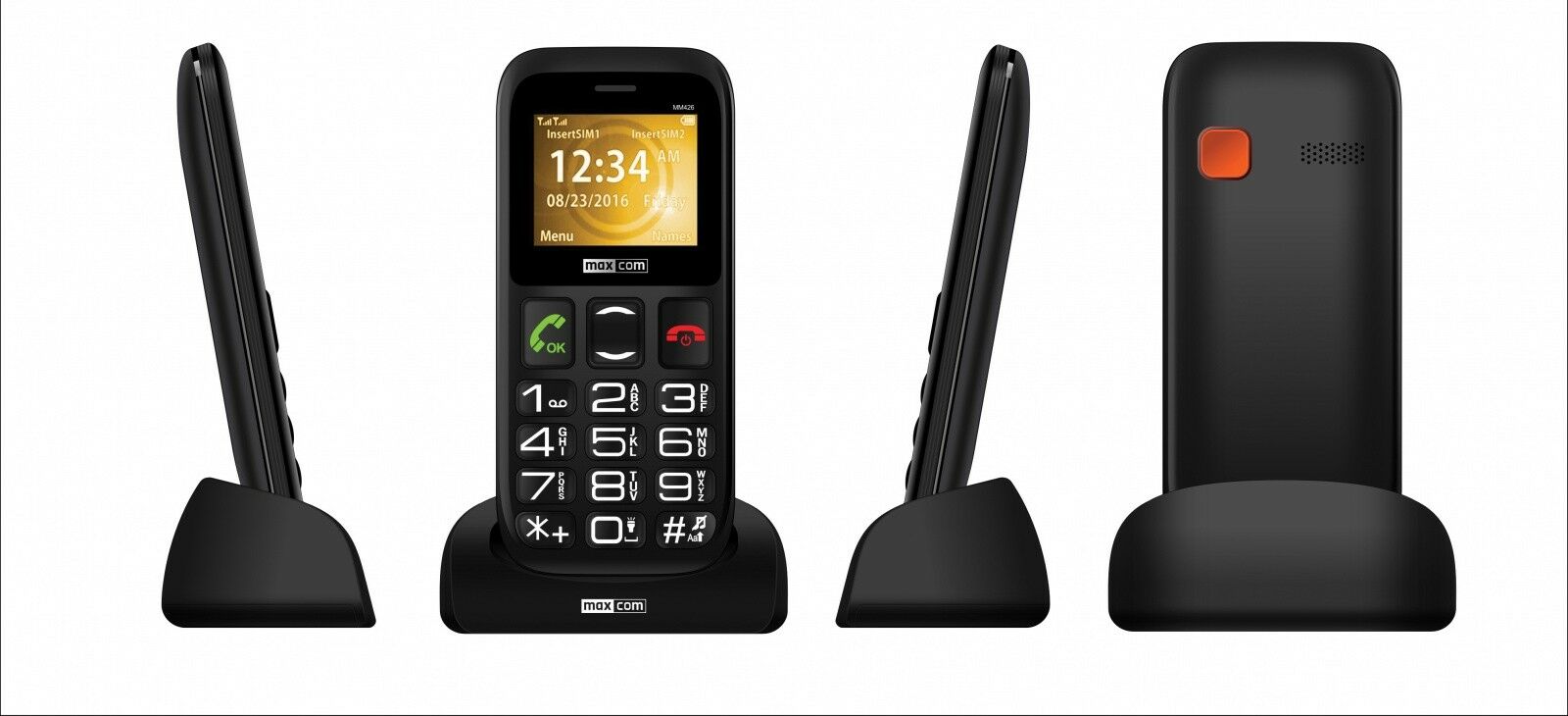 Maxcom MM426 Dual Sim mobiltelefon extra nagy gombokkal, vészhívóval fekete