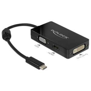 DELOCK 63925 Delock Adapter USB-C > VGA / HDMI / DVI Female, czarny 91248299 - Konwerter USB