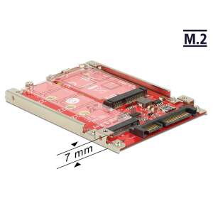 Delock 2.5 hüvelykes SATA - M.2/mSATA átalakító 7 mm-es kerettel, ferde nézet - IDE & SATA átalakító