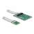 Delock M.2 - Mini PCIe átalakító, átalakítja az M.2 aljzatot A vagy E kulcsos csatlakozóval Mini PCIe csatlakozóvá, WLAN, Bluetooth, GNSS, 3G, HSPA és NFC modulokhoz