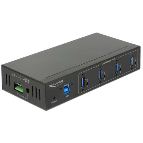 Delock USB 3.0 Hub 4 porttal, 15 kV ESD védelemmel, fekete - USB elosztó