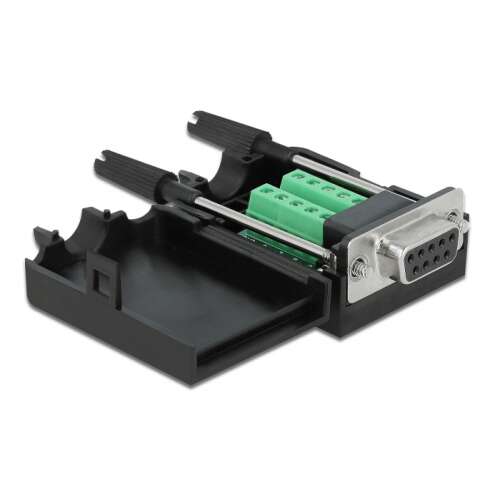 Delock Sub-D 9 tűs anya - 10 tűs kapocstest adapter házzal