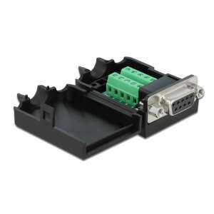 Delock Sub-D 9-polige Buchse auf 10-polige Klemmleistenadapter mit Gehäuse - Leitungsklemmen