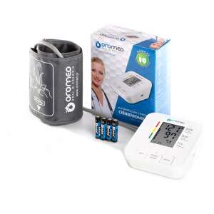 Oromed upper arm blood pressure monitor with arrhythmia detection function, including cuff, batteries, and packaging - Blood pressure monitor