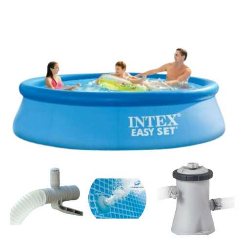 Надуваем басейн Intex Easy Set с филтърна помпа, диаметър 305 см, височина 76 см, забавление за цялото семейство, летен басейн