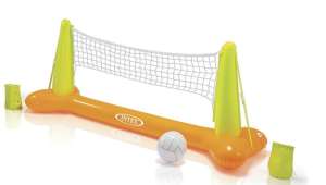 Set de volei gonflabil Intex pentru piscină, portocaliu și verde, cu plasă, minge și greutăți - Intex
