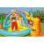Intex inflatable dinosaur kids pool with slide and water spray, kid playing in the pool