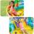 Intex inflatable dinosaur kids pool with slide and water spray, close up view of the pool and slide