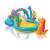 Intex inflatable dinosaur kids pool with slide and water spray, close up view
