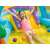 Intex inflatable dinosaur kids pool with slide and water spray, kid sliding down the slide