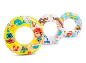 Intex inflatable swim ring with pirate, mermaid and whale designs, 61 cm diameter - Kids' Swim Ring