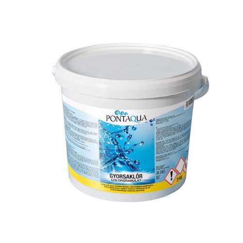 3 kg bucket of Pontaqua Gyorsaklór chlorine granules for swimming pool water treatment