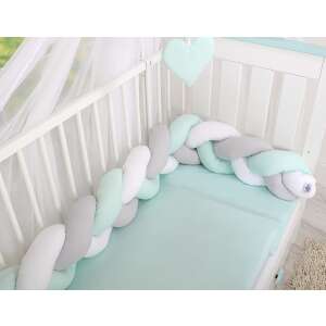 BabyLion Prémium fonott Rácsvédő #menta-szürke-fehér