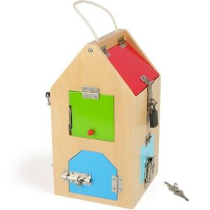 Fa Zárható Házikó - Jucărie educativă din lemn cu încuietori și lacăte - Premergatoare, Premergatoare și Jocuri de dezvoltare pentru copii mici