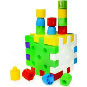 Quercetti Qubó First Blocks building toy, 19 pieces, colorful plastic blocks for toddlers, stacking and building, educational toy - Quercetti Plastic Building Toy
