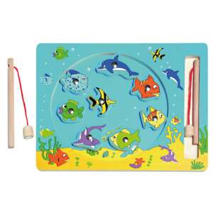 Holzsangelspiel mit bunten Fischen und einer Angelrute, perfekt für Kinder, um ihre Feinmotorik zu entwickeln - Schaukelpferde, Schaukeltiere und Entwicklungsspiele für Kinder im Kindergartenalter