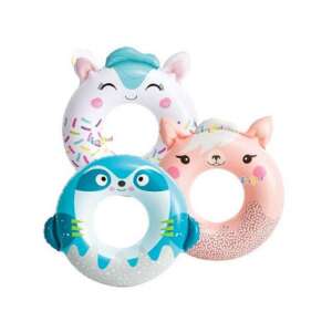 Intex Cuki állatos beülő karika 76cm, háromféle állatmintával, felfújható medencekarika gyerekeknek - Gyerek úszógumi