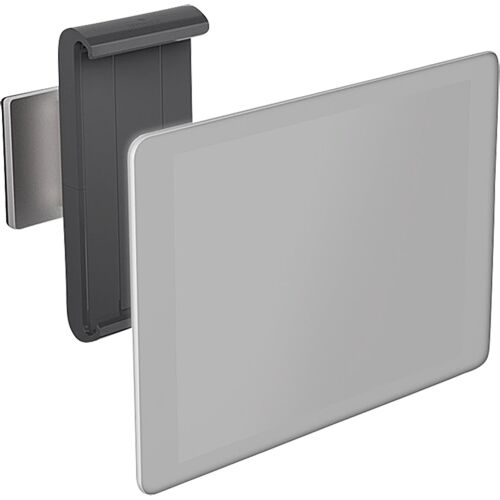 Close up of Durable silver wall mounted tablet holder