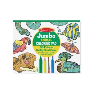 Melissa & Doug Jumbo Pad за оцветяване с животни, 50 картини, висококачествена хартия, идеален за цветни моливи, моливи, бои или маркери - Melissa & Doug