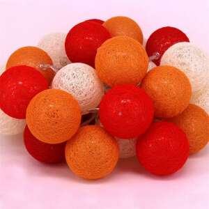 Svetelné reťaze z bavlnených guličiek s 30 LED diódami v červenej, oranžovej a bielej farbe - Iris