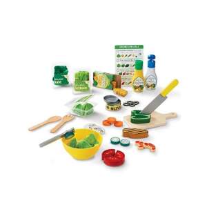 Melissa & Doug Slice & Toss Salad Set, Spielzeug-Lebensmittelset für Kinder, enthält Salatschüssel, Gemüse, Dressingflaschen, Messer, Schneidebrett und mehr - Melissa & Doug