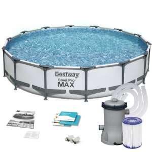 Bestway Steel Pro Max fémvázas medence szett, 427 cm átmérő, 84 cm magasság, szűrőpumpával és tartozékokkal - Bestway