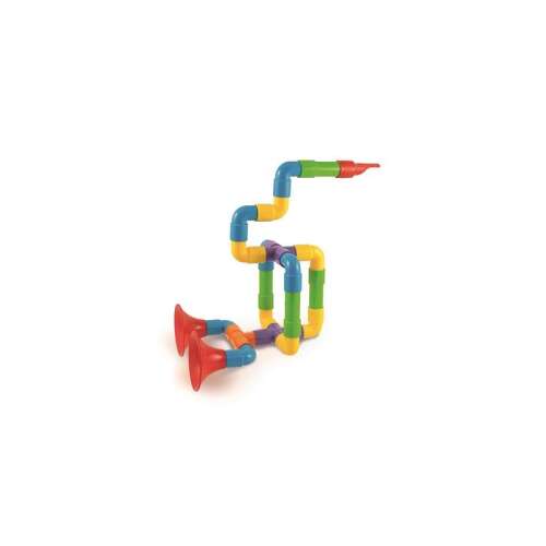 Quercetti Saxo Flute Super jucărie de construcție, instrument muzical asamblat, țevi din plastic colorate