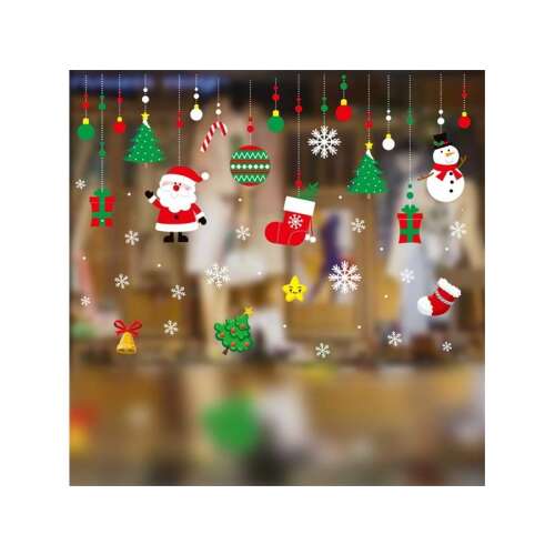 Gömbdísz függő dekor mintás/35x50cm páraálló karácsonyi ablakdísz