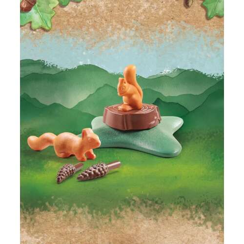 Playmobil Wiltopia mókus szett, két mókus, fa tuskó, fenyőtobozok - Playmobil Wild Life