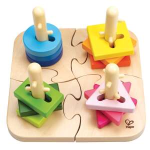Hape Kreatives Steckpuzzle, farbenfrohes Holzpuzzle mit Stiften und Formen für Kleinkinder - Entwicklungsspiele für Kinder im Kindergartenalter