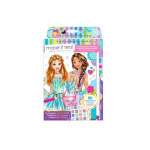Make It Real Blühende Kreativität Modedesigner Skizzenbuch, ein spiralgebundenes Skizzenbuch mit Stickern und Schablonen für Modedesign - Kinderheft mit Stickern