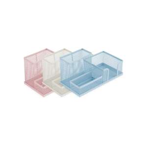 Deli obdĺžnikový držiak na perá z kovovej siete v rôznych farbách - Stojany na písacie potreby