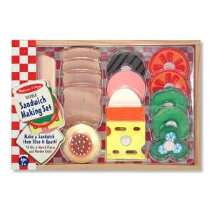 Melissa & Doug fa szendvicskészítő szett,  játék étel gyerekeknek, 16 darab - Melissa & Doug