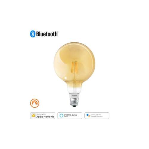 LEDVANCE SMART+ Bluetooth smart bulb, globe shape, warm white, dimmable, E27 base, works with Apple HomeKit, Amazon Alexa, Google Assistant