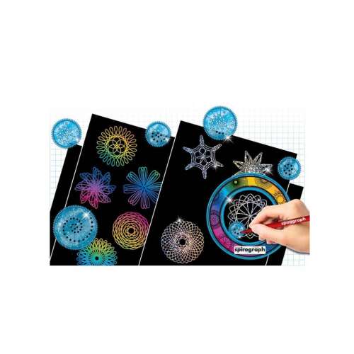 Spirograph Scratch & Shimmer, wzory do rysowania na papierze, kolorowe wzory, stwórz własne dzieła sztuki