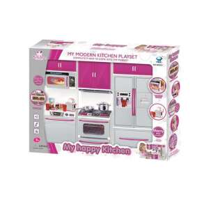 My Happy Kitchen Játékkonyha, rózsaszín és fehér modern konyha játék fényekkel és hangokkal, 3 éves kortól - Játékbaba kiegészítő