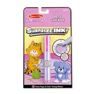 Melissa & Doug Pets On The Go Surprise Ink! kolorowanka z magicznym pisakiem - Gra na instrumencie muzycznym, Deska kreślarska, tablica do pisania, Zestaw artykułów piśmiennych, Kreatywna zabawa, Deska kreślarska i Filctoll