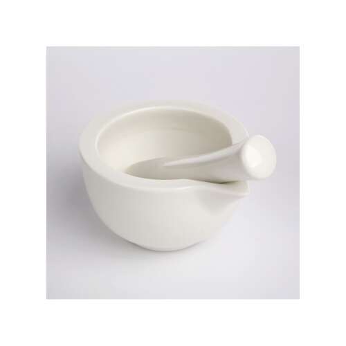 Fehér porcelán mozsár és mozsártörő készlet, 11 x 10 cm, 330 ml