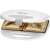Clatronic ST 3477 sandwich maker, white, with two triangular slots, open, showing toasted bread inside