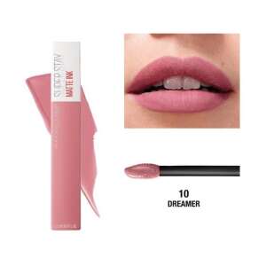 Maybelline Super Stay Ink Matná rúž, 10 Dreamer, dlhotrvajúca matná rúž, 16 hodín výdrže, ružový nude odtieň, vzorka rúžu, rúž na perách - Ústa