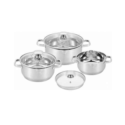 Carl Schmidt Sohn Leipzig 6 piece stainless steel cookware set with glass lids