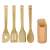 5 darabos bambusz konyhai eszközök készlete állvánnyal, beleértve egy lyukas kanalat, spatulát, tálaló kanalat és két fa kanalat