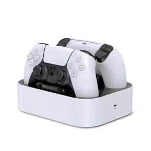 DualSense charging station for PlayStation 5, white and black, with two controllers - Gaming