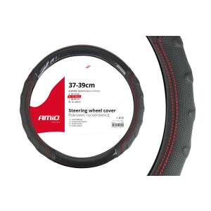 Czarna osłona kierownicy z czerwonym przeszyciem, średnica 37-39 cm, marka AMIO - AMiO