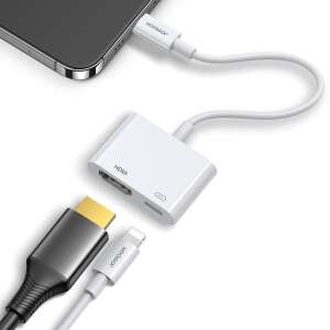 Adaptor Joyroom Adaptor Lightning (mascul) la HDMI digital (femă) + Lightning (femă) FullHD 1080p 60Hz alb (S-H141 alb) (S-H141)