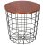 Round table with storage basket, MDF, metal base, black and brown, 30,5/39x40 cm, Springos 75163200